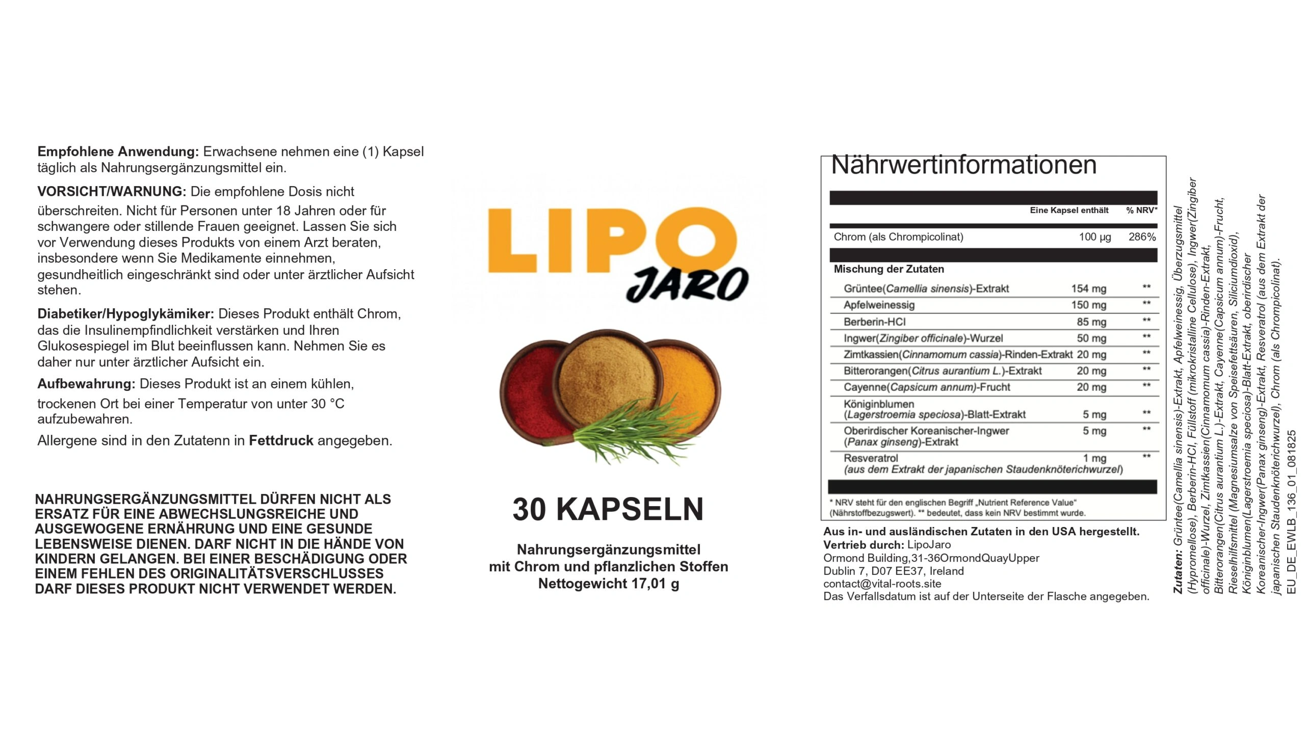 LipoJaro Ingredients